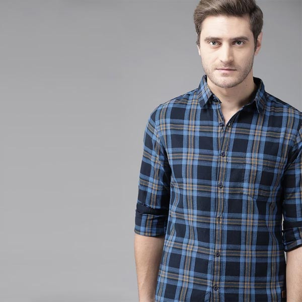 Men Blue Premium Cotton Shirt