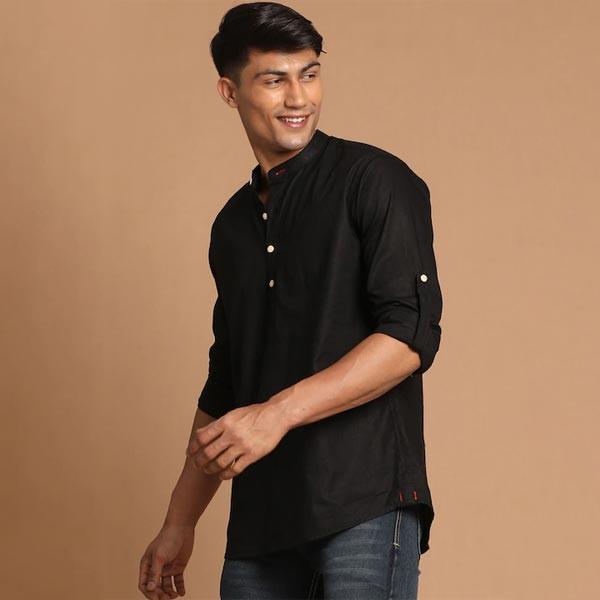 Men Black Kurta