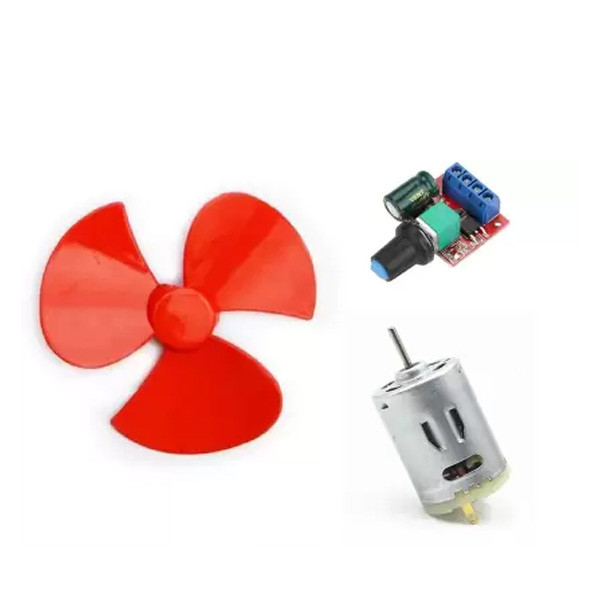 Motor 12V Brush High Speed Micro Brushed Metal Stainless Steel with 3 Wing Propeller, PWM DC Motor Speed Controller and 12v Powerful Adapter DIY Kit Power Supply Electronic Hobby Kit