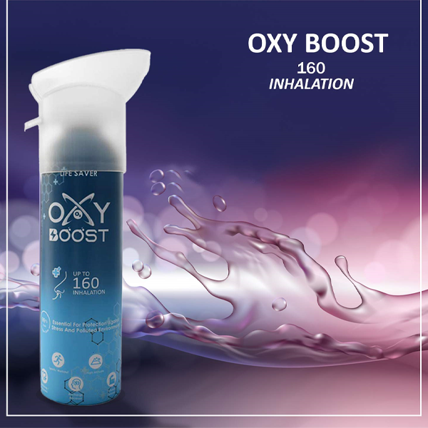 OXY BOOST Natural Portable Oxygen Cylinder Can with Inbuilt Mask, (9 Litre) (160 Breaths Approx.) Pack of 1