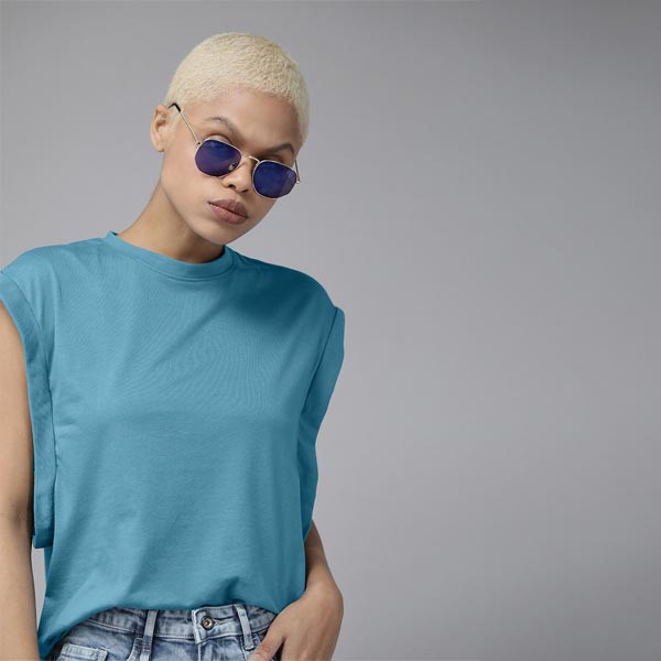 Blue Extended Sleeves Top