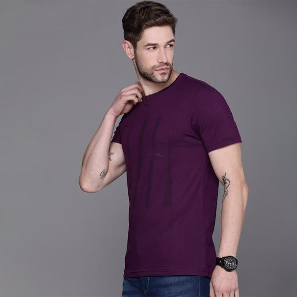 Men Beige Colourblocked Raw Edge T-shirt